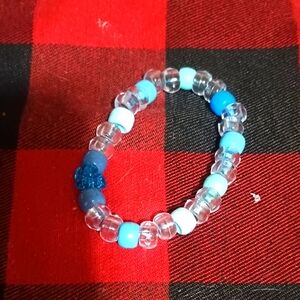 Blue and Clear Beaded Kids Bracelet
